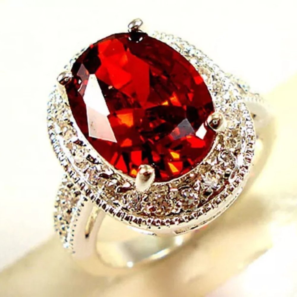 💎 25 Silver Plated Exclusive Red Big Stone Ring For Woman, GPMB1529